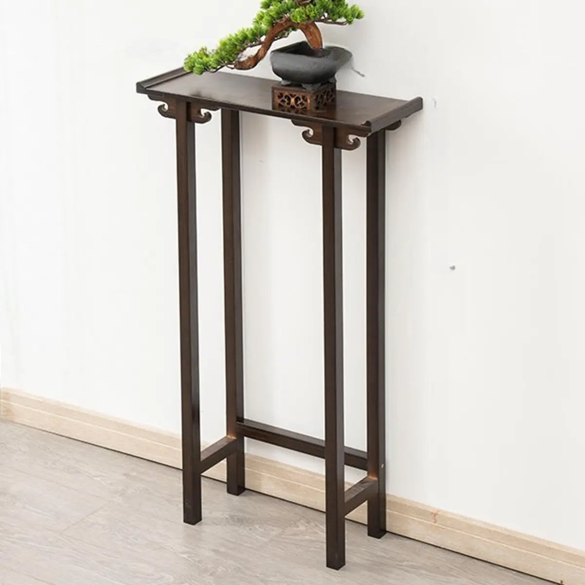 Rectangular Brown Bamboo Slim Entryway Console Table Image - 18