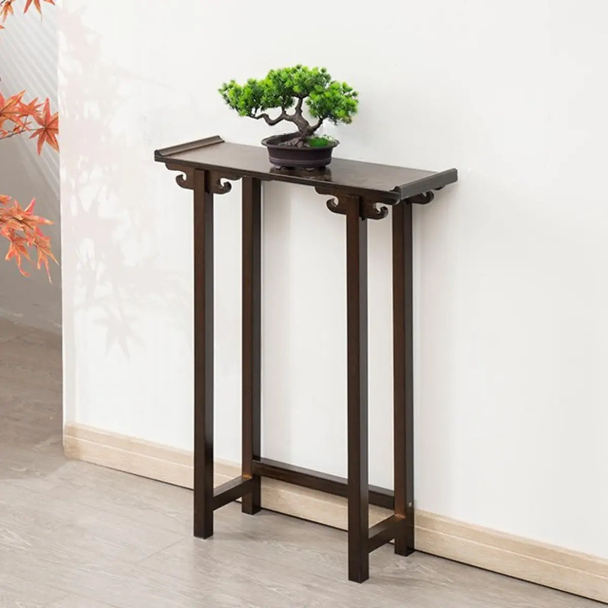 Rectangular Brown Bamboo Slim Entryway Console Table Image - 19