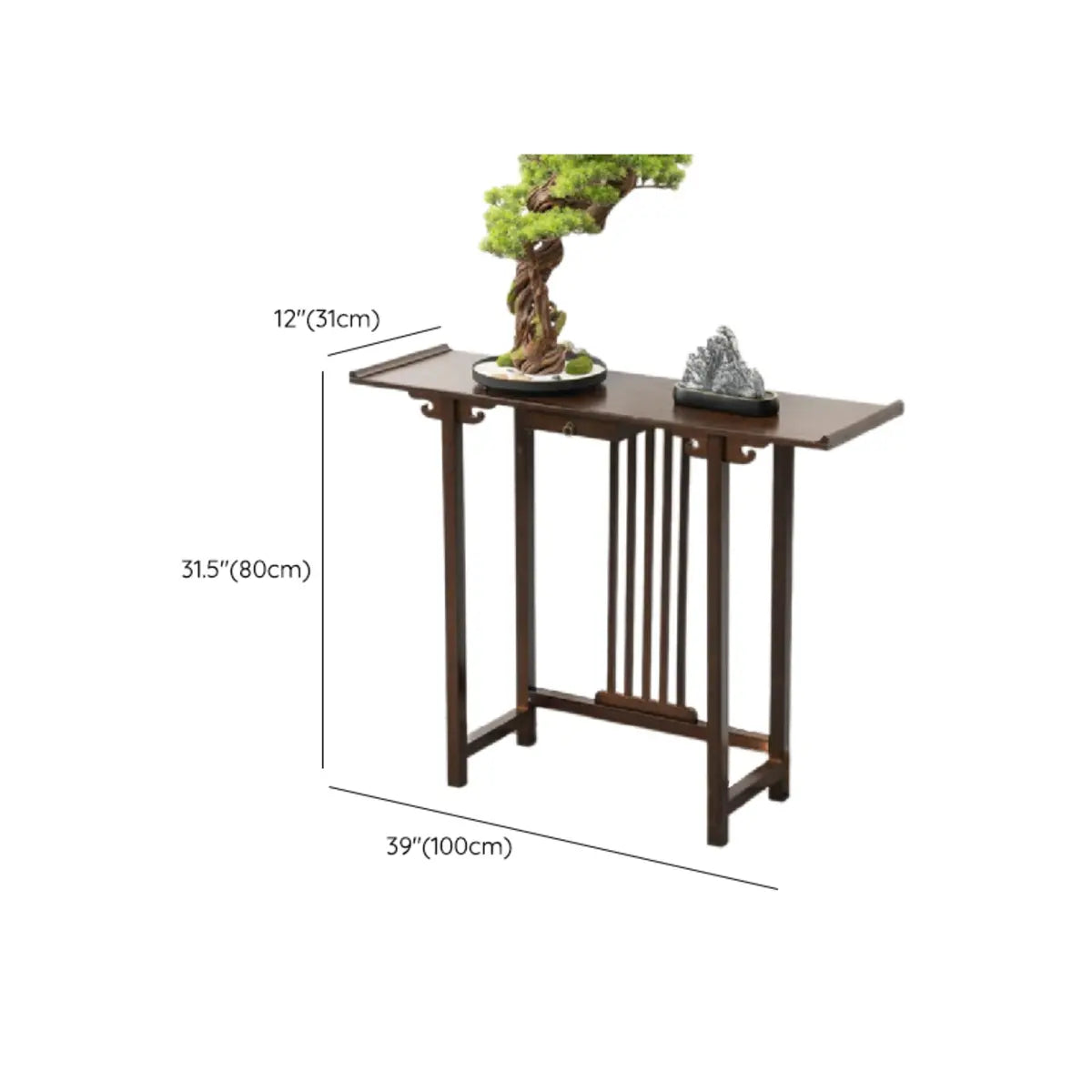 Rectangular Brown Bamboo Slim Entryway Console Table Image - 25