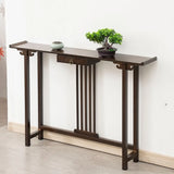 Rectangular Brown Bamboo Slim Entryway Console Table Image - 2