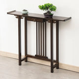 Rectangular Brown Bamboo Slim Entryway Console Table Image - 3