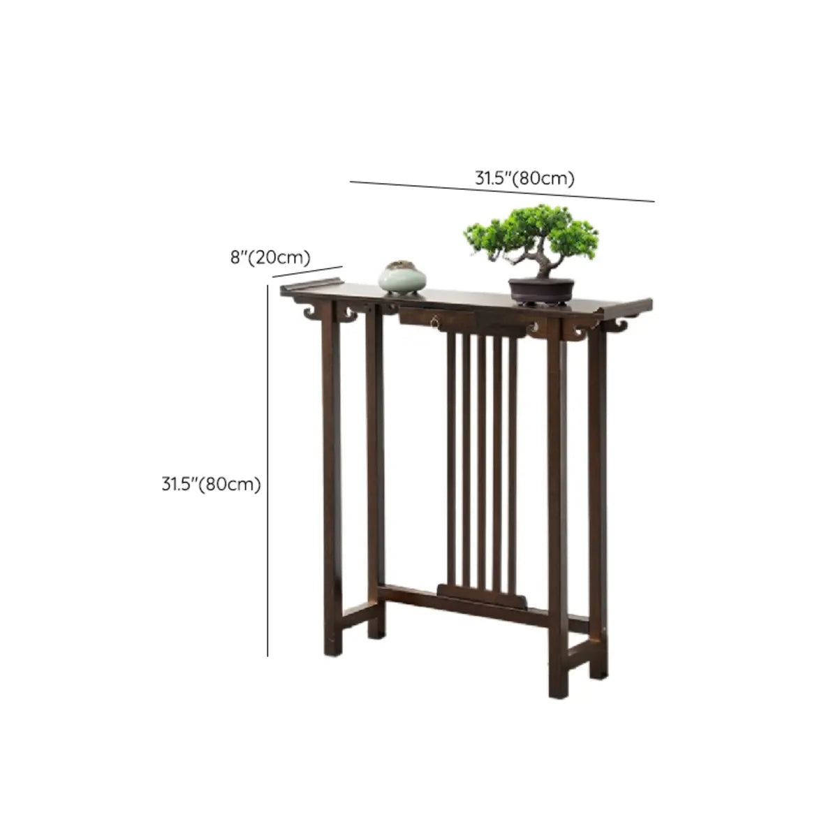 Rectangular Brown Bamboo Slim Entryway Console Table Image - 27