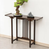 Rectangular Brown Bamboo Slim Entryway Console Table Image - 7