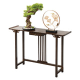 Rectangular Brown Bamboo Slim Entryway Console Table Image - 8