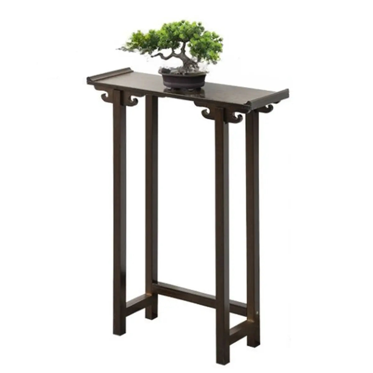 Rectangular Brown Bamboo Slim Entryway Console Table Image - 9