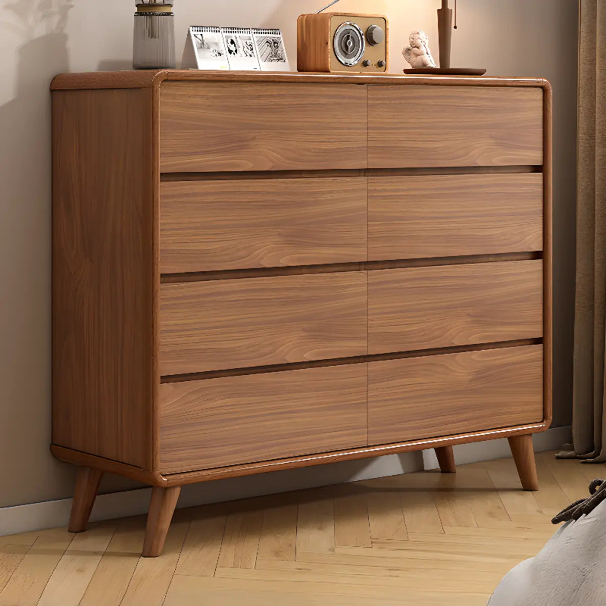 Rectangular Brown Wood Storage Soft-Close Drawers Chest Image - 16