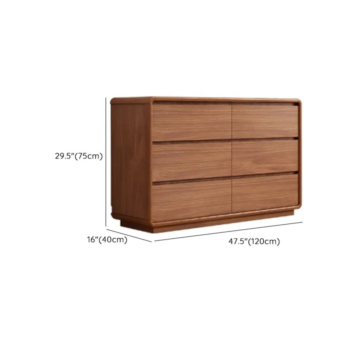 Rectangular Brown Wood Storage Soft-Close Drawers Chest 