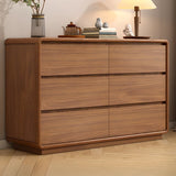 Rectangular Brown Wood Storage Soft-Close Drawers Chest Image - 3