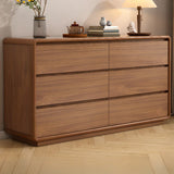 Rectangular Brown Wood Storage Soft-Close Drawers Chest Image - 5