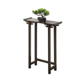 Rectangular Dark Wood Slim Console Table with Single Drawer Image - 12