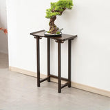 Rectangular Dark Wood Slim Console Table with Single Drawer Image - 13