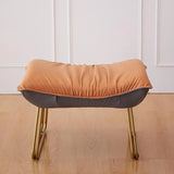 Rectangular Footstool Suede Gold Base Ottomans Orange Image - 1