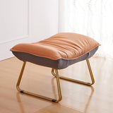 Rectangular Footstool Suede Gold Base Ottomans Orange Image - 3