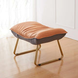 Rectangular Footstool Suede Gold Base Ottomans Orange Image - 4