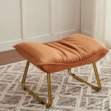 Rectangular Footstool Suede Gold Base Ottomans Orange Image - 8