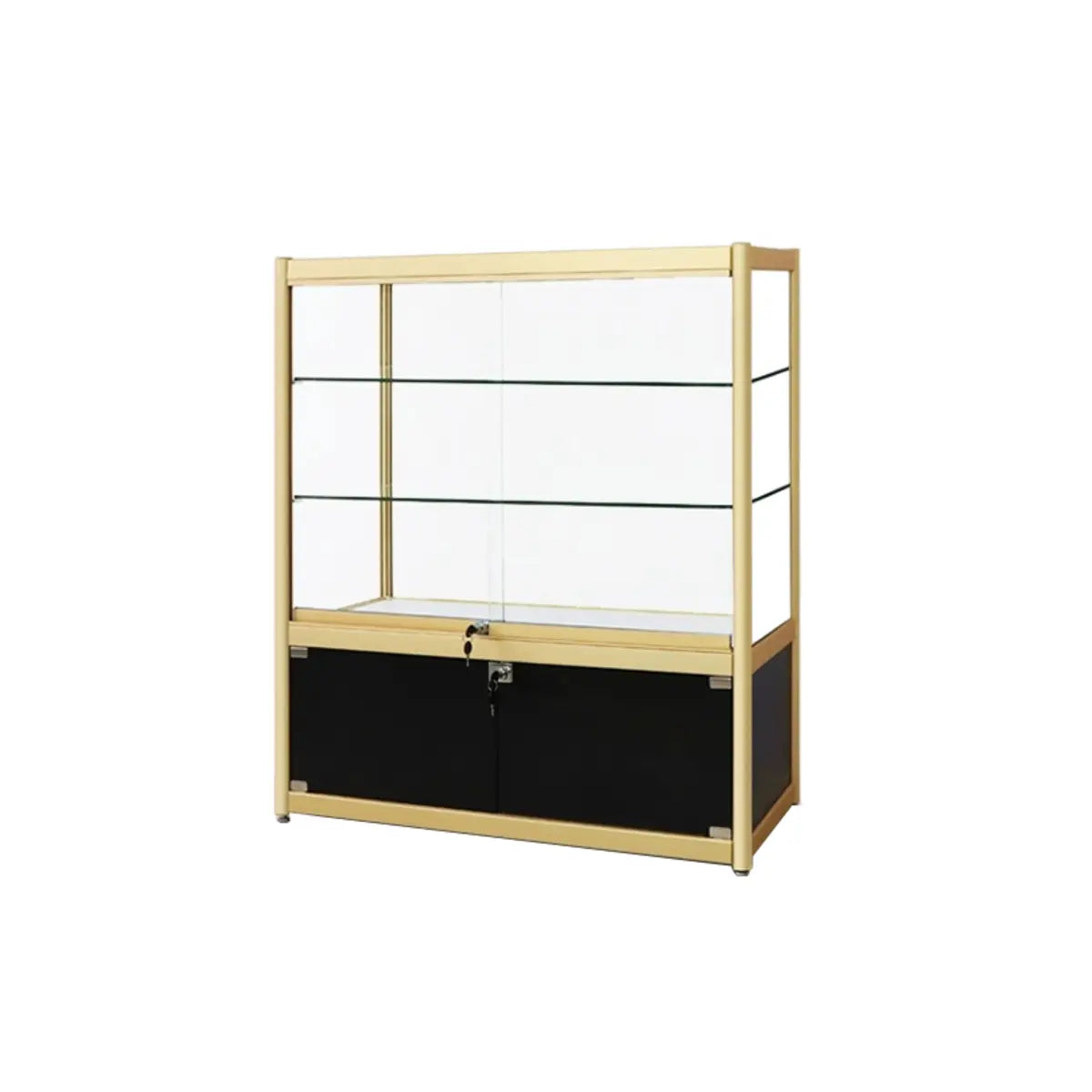 Rectangular Gold Metal Glass Short Curio Display Cabinet Image - 10