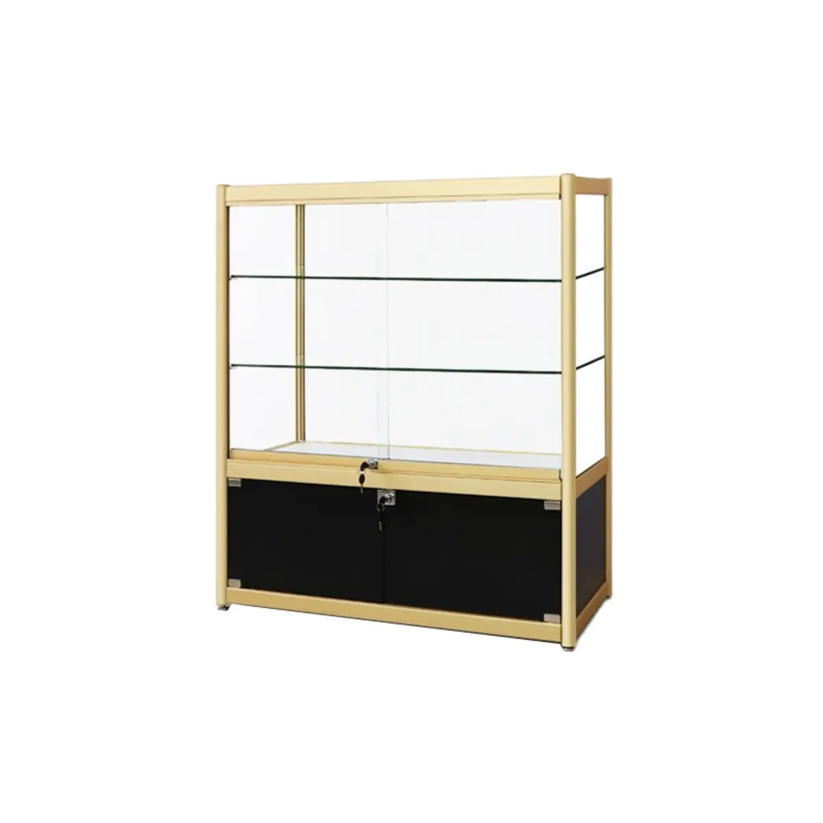 Rectangular Gold Metal Glass Short Curio Display Cabinet Image - 13