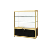 Rectangular Gold Metal Glass Short Curio Display Cabinet Image - 15