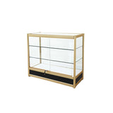 Rectangular Gold Metal Glass Short Curio Display Cabinet Image - 2