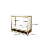 Rectangular Gold Metal Glass Short Curio Display Cabinet #size