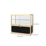 Rectangular Gold Metal Glass Short Curio Display Cabinet Image - 25