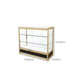 Rectangular Gold Metal Glass Short Curio Display Cabinet Image - 26