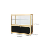 Rectangular Gold Metal Glass Short Curio Display Cabinet Image - 28