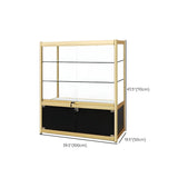 Rectangular Gold Metal Glass Short Curio Display Cabinet Image - 31