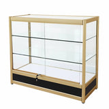 Rectangular Gold Metal Glass Short Curio Display Cabinet Image - 9