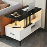 Rectangular Gold-White Glass Drawers Side Table with Storage Image - 10