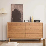 Rectangular Horizontal Oak Natural Finish Storage Dresser Image - 3