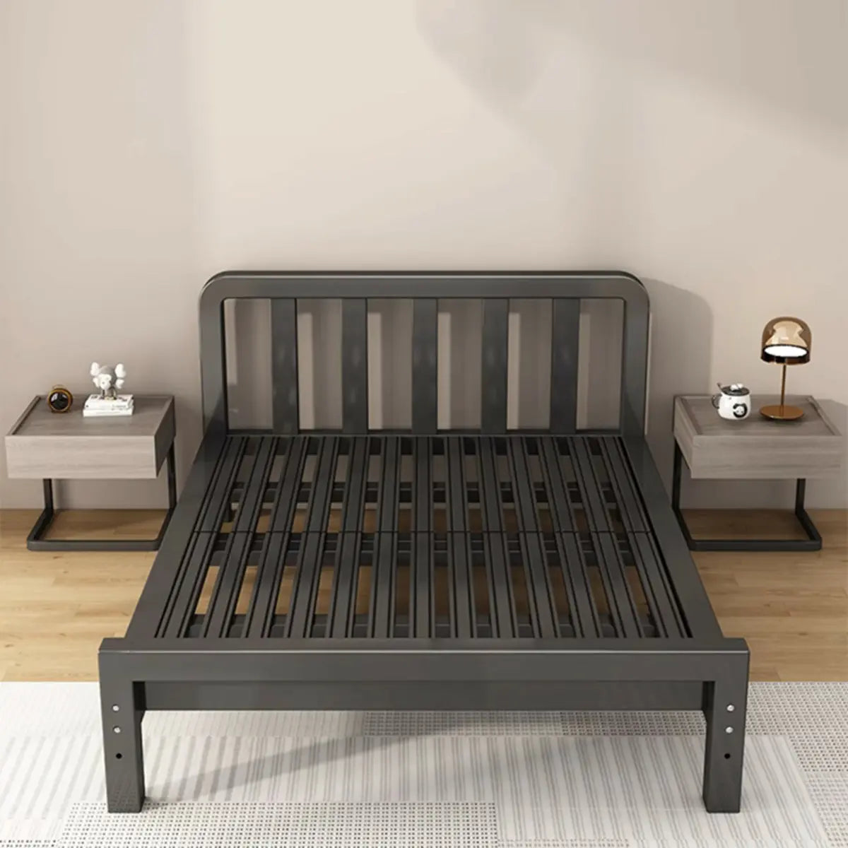 Rectangular Iron Black Queen Slat Bed with Headboard Image - 12