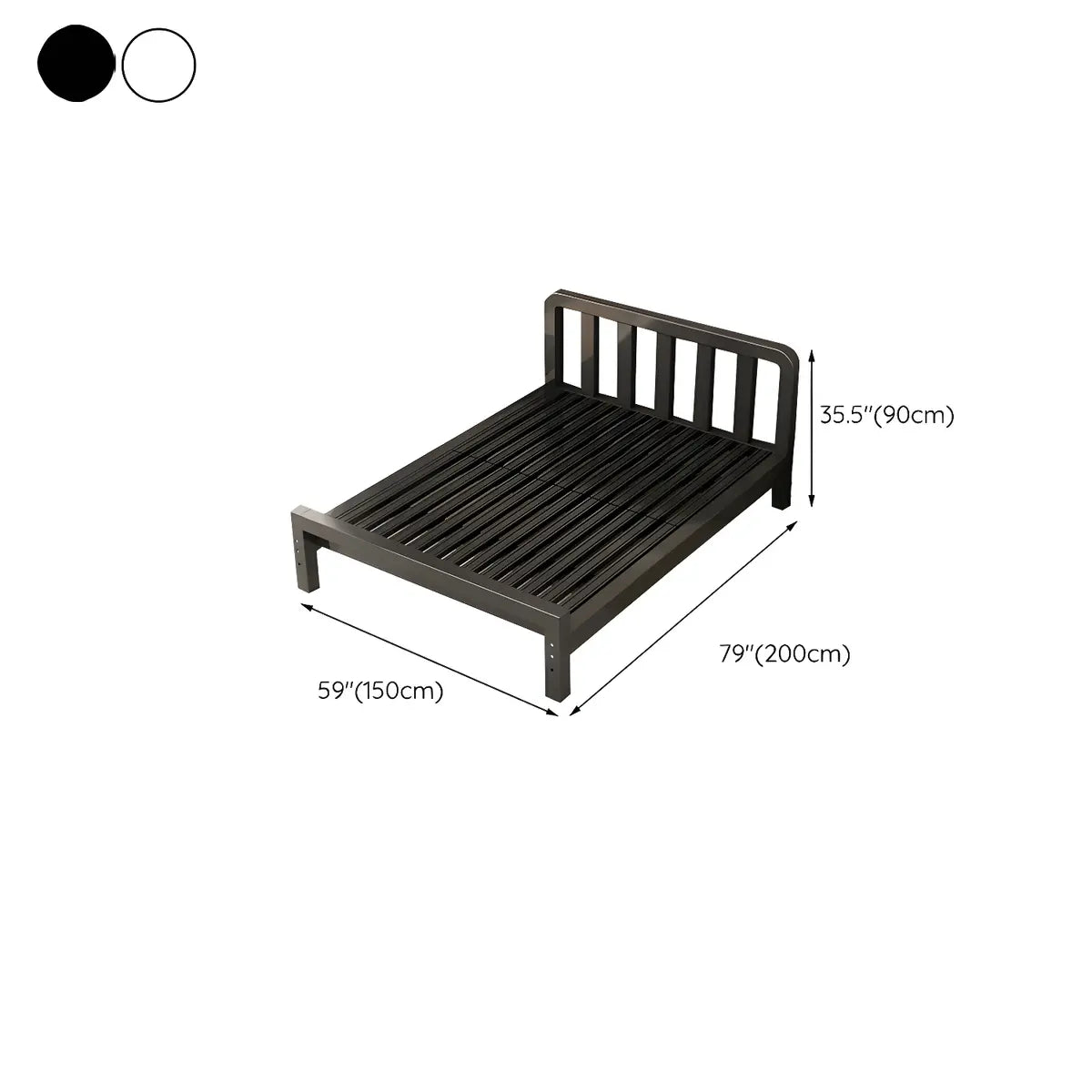 Rectangular Iron Black Queen Slat Bed with Headboard Image - 16