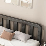 Rectangular Iron Black Queen Slat Bed with Headboard Image - 7