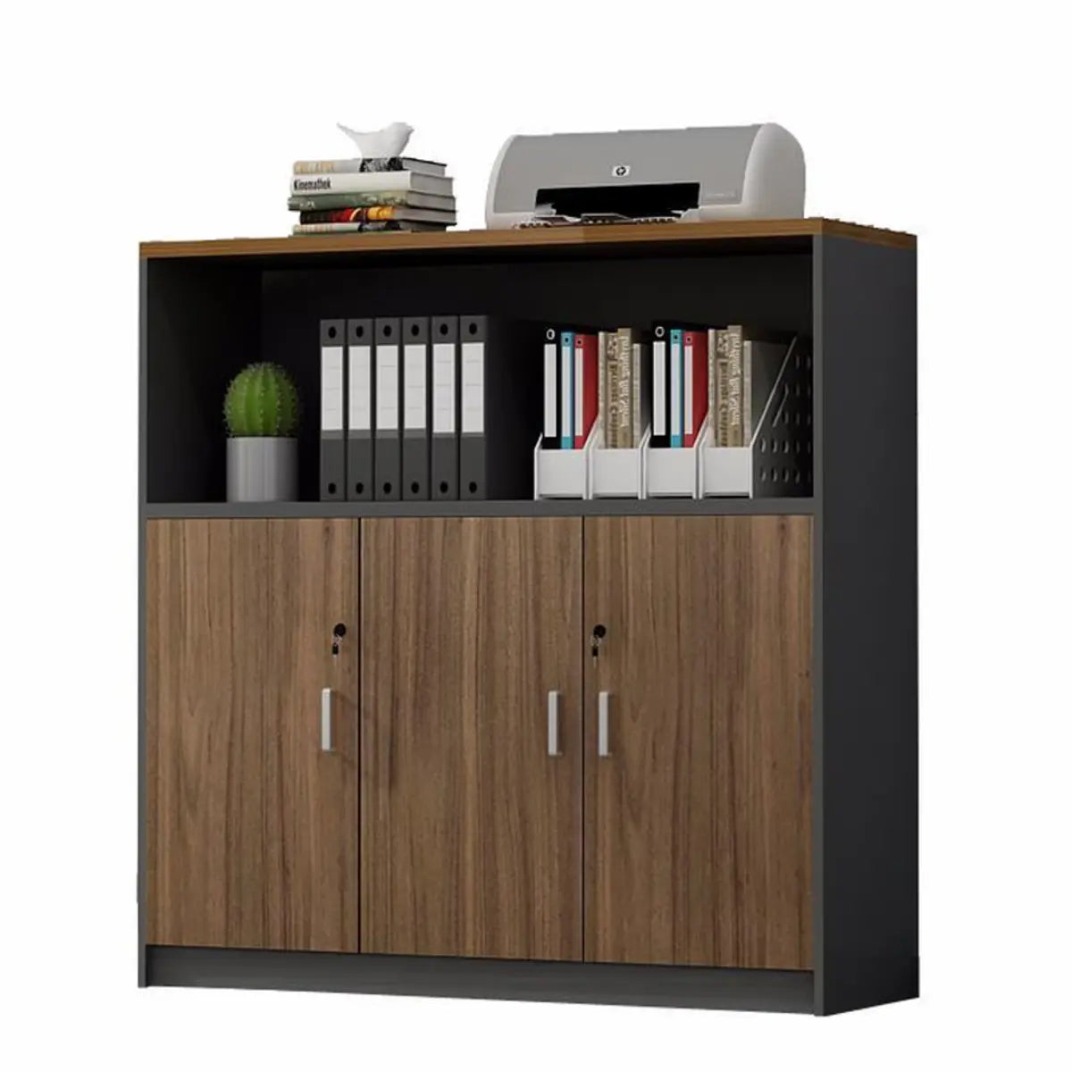 Rectangular Lockable Wooden Brown Office Storage Cabinet Image - 5