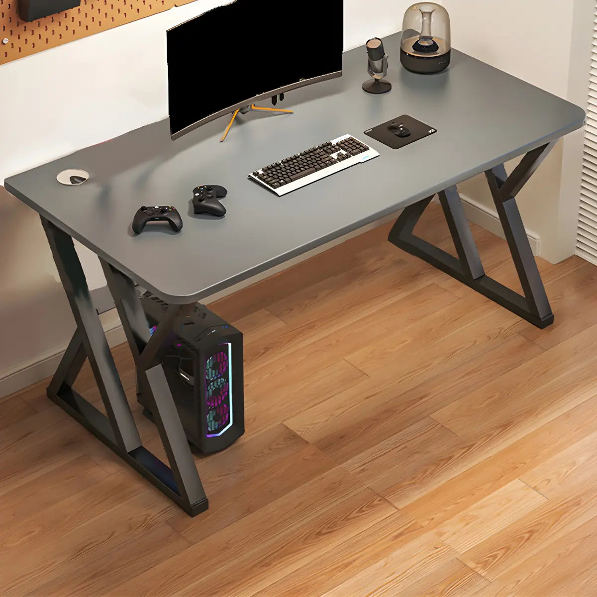 Rectangular Manufactured Wood Iron Sled Gaming Desk Image - 14