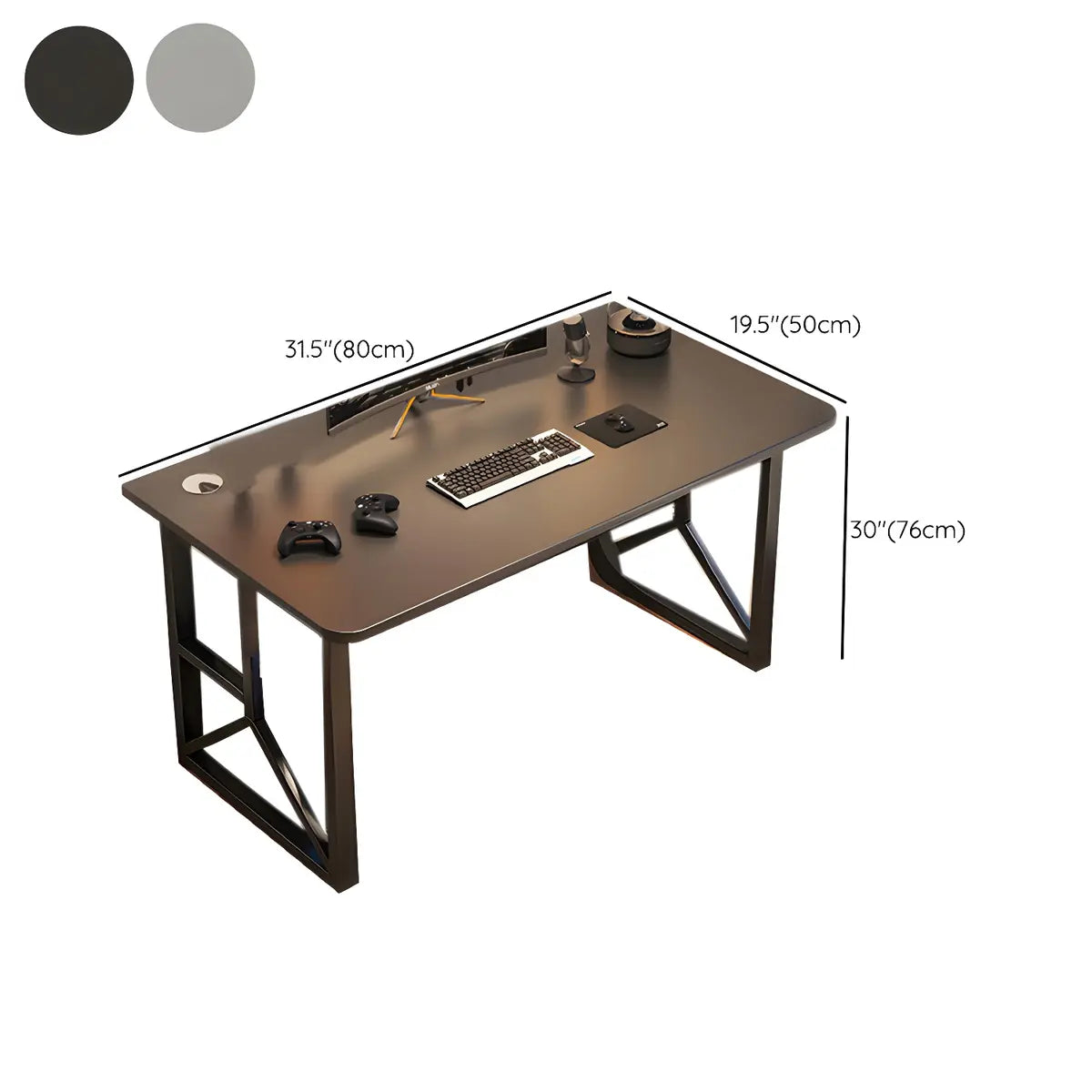 Rectangular Manufactured Wood Iron Sled Gaming Desk 