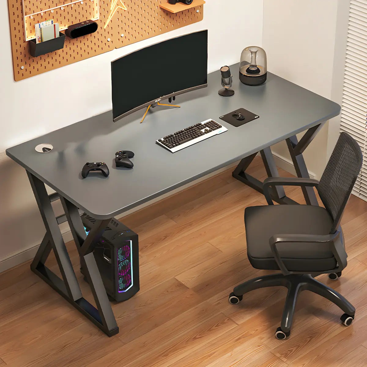 Rectangular Manufactured Wood Iron Sled Gaming Desk Image - 6