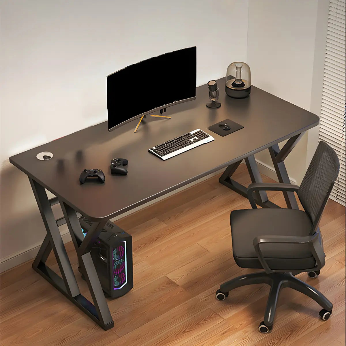 Rectangular Manufactured Wood Iron Sled Gaming Desk Image - 8