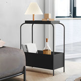 Rectangular Metal Base Black 2-Tier Storage Side Table Image - 1