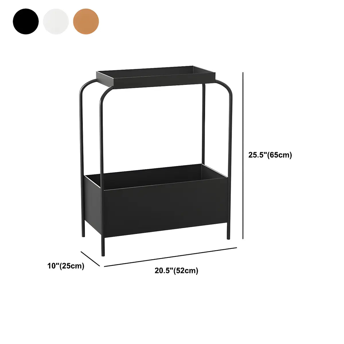 Rectangular Metal Base Black 2-Tier Storage Side Table 