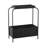 Rectangular Metal Base Black 2-Tier Storage Side Table Image - 8