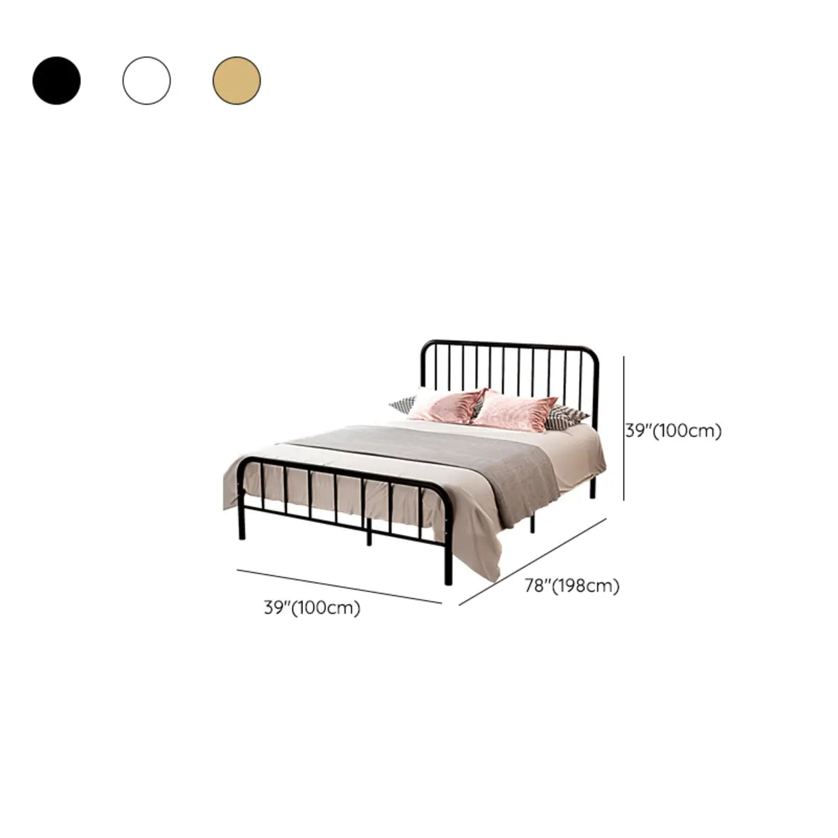 Rectangular Metal Black Easy-Assembly Queen Open-Frame Bed 