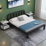 Rectangular Metal Black Headboard and Footboard Slat Bed Image - 1