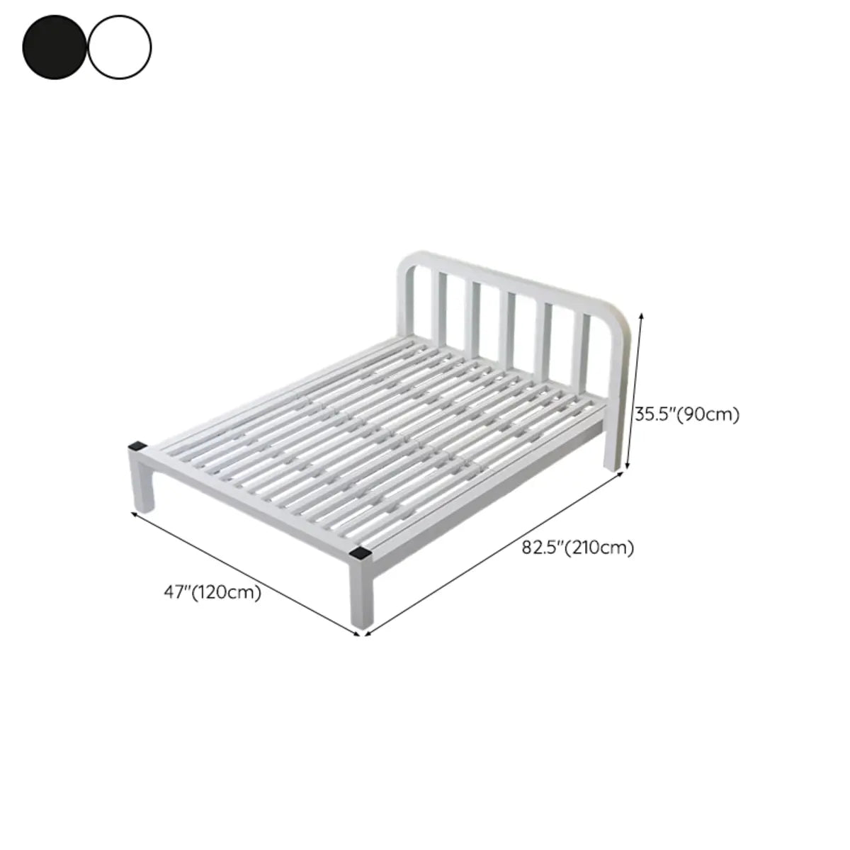 Rectangular Metal Black Headboard and Footboard Slat Bed 