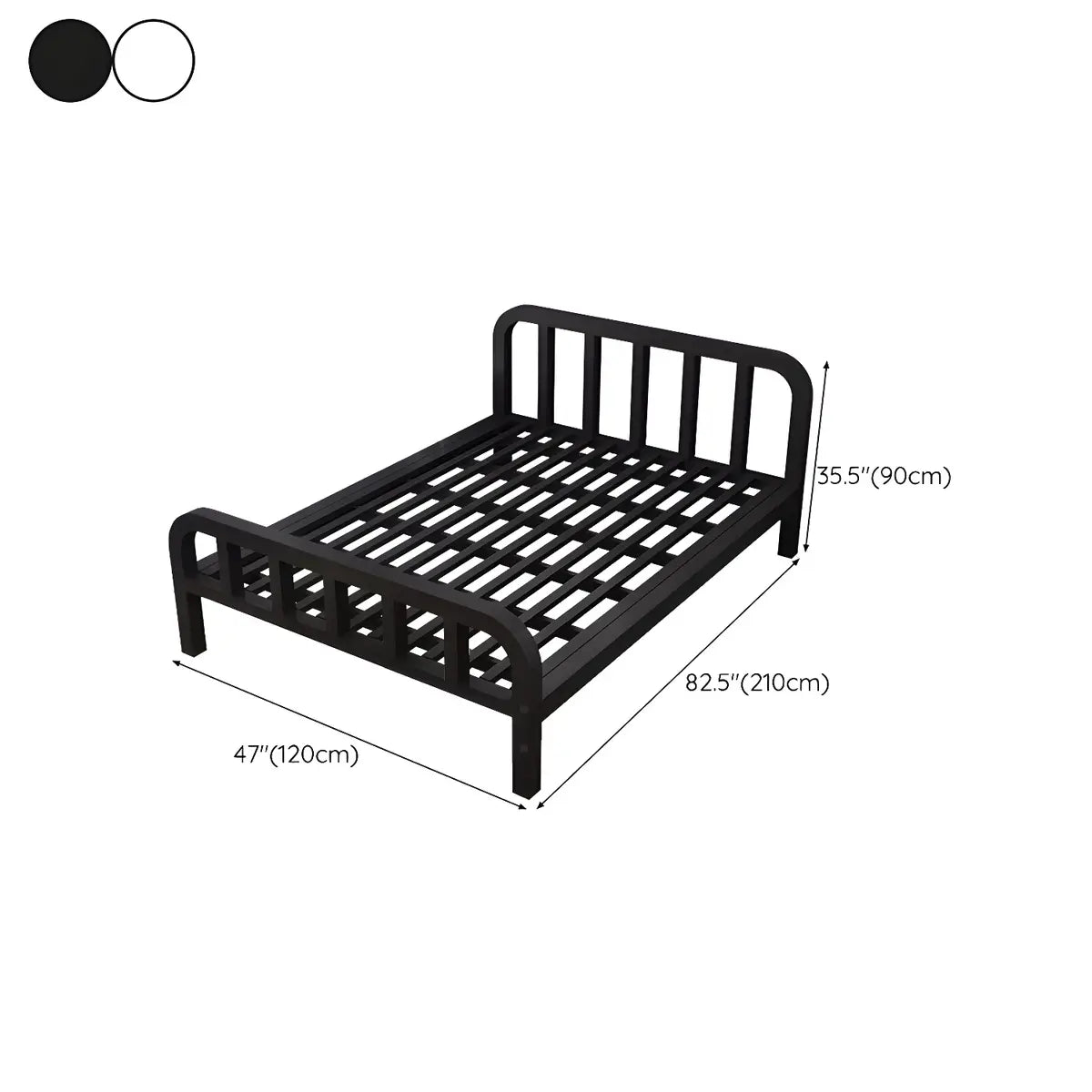 Rectangular Metal Black Headboard and Footboard Slat Bed Image - 17