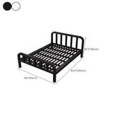 Rectangular Metal Black Headboard and Footboard Slat Bed Image - 19