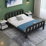 Rectangular Metal Black Headboard and Footboard Slat Bed Image - 6