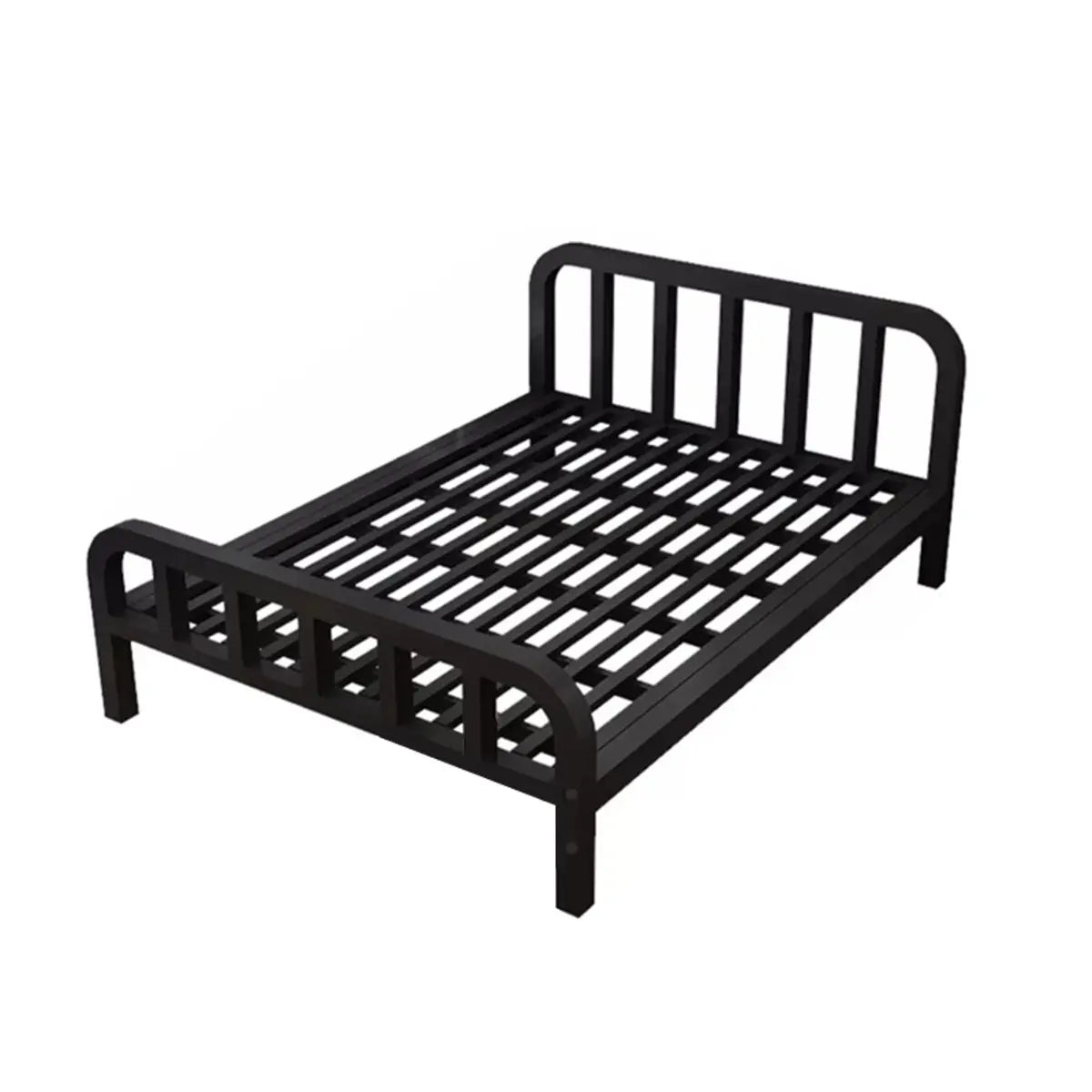 Rectangular Metal Black Headboard and Footboard Slat Bed Image - 9