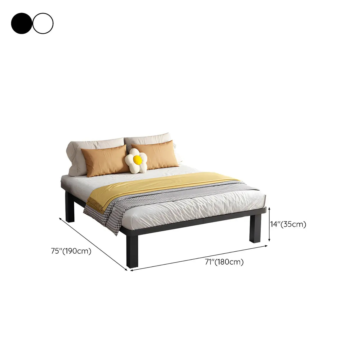 Rectangular Metal Black King Multifunctional Slat Bed Image - 12